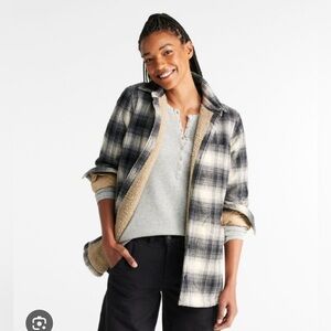 LLBean Women's Plaid Sherpa Lined Shacket - Size M